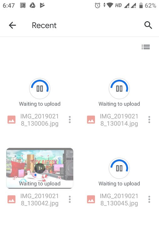 Google drive waiting to upload error screenshot phone