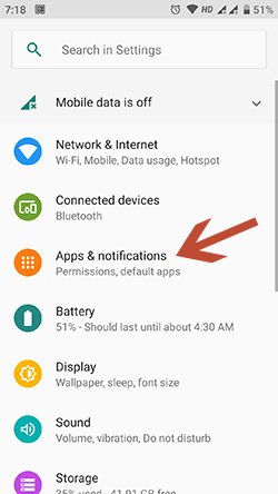 Go to phone setting apps and notifications