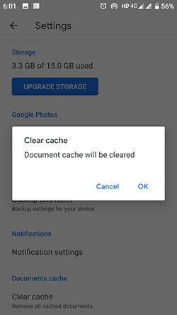 Click ok to clear cache