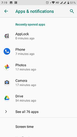 Open google drive app from device setting