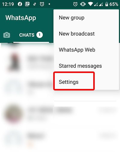 Steps to reach whatsapp setting