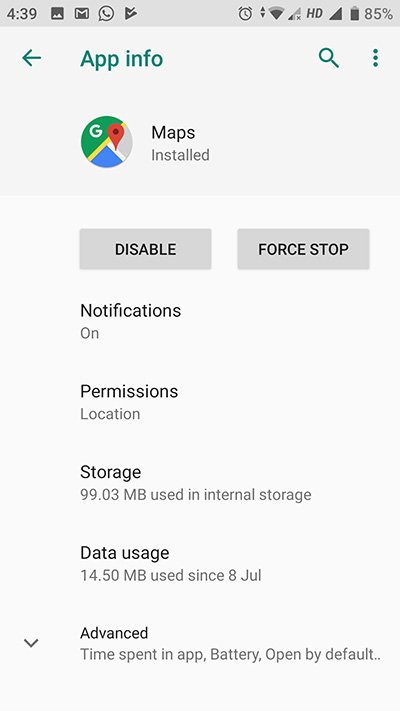 go to storage option in google map app