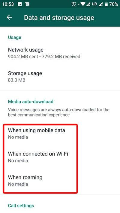 Tap on when using mobile data, wifi and roaming