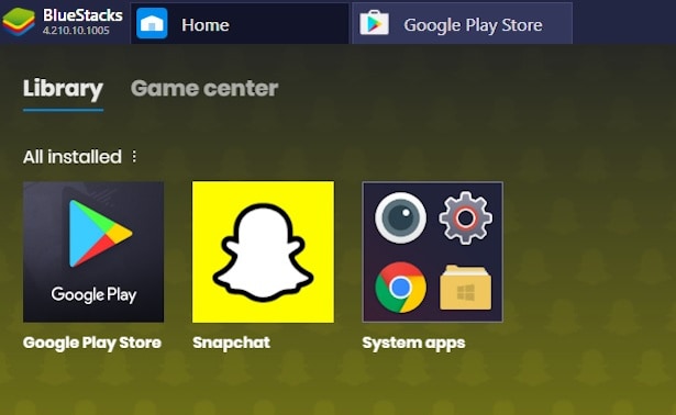 go to bluestacks library and use snapchat on pc
