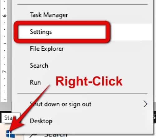 right click on window button and open window settings