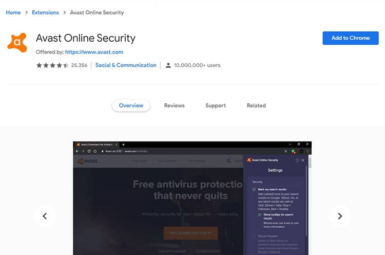 avast online security chrome extension