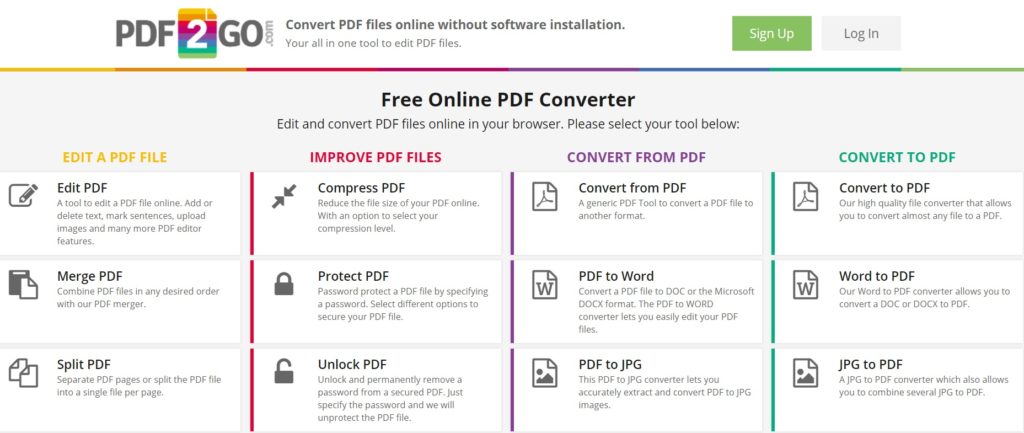 PDF2GO PDF Editor