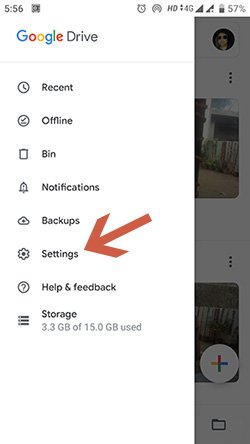 go to google drive setting