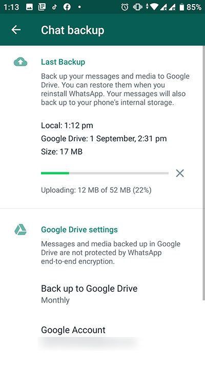 uploading data to google drive