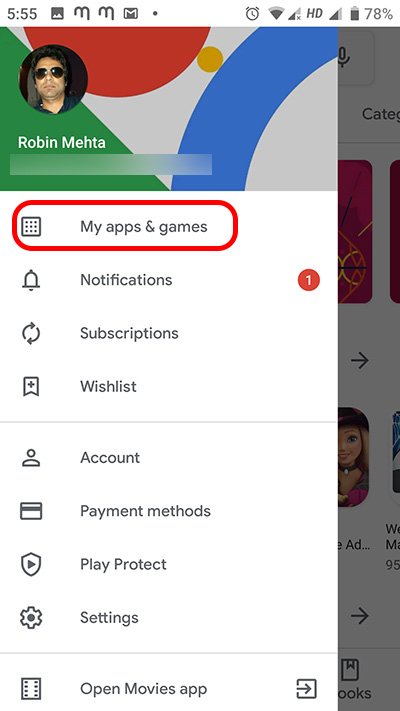 Click on My apps & games