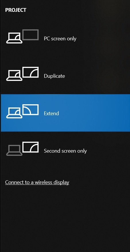 shortcut to switch between displays