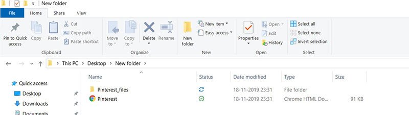 A folder with named “Pinterest_files” will be made