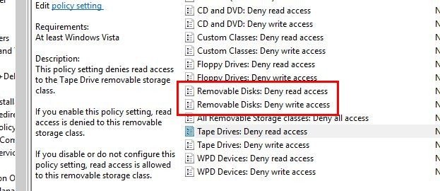 go to removable disks read write access