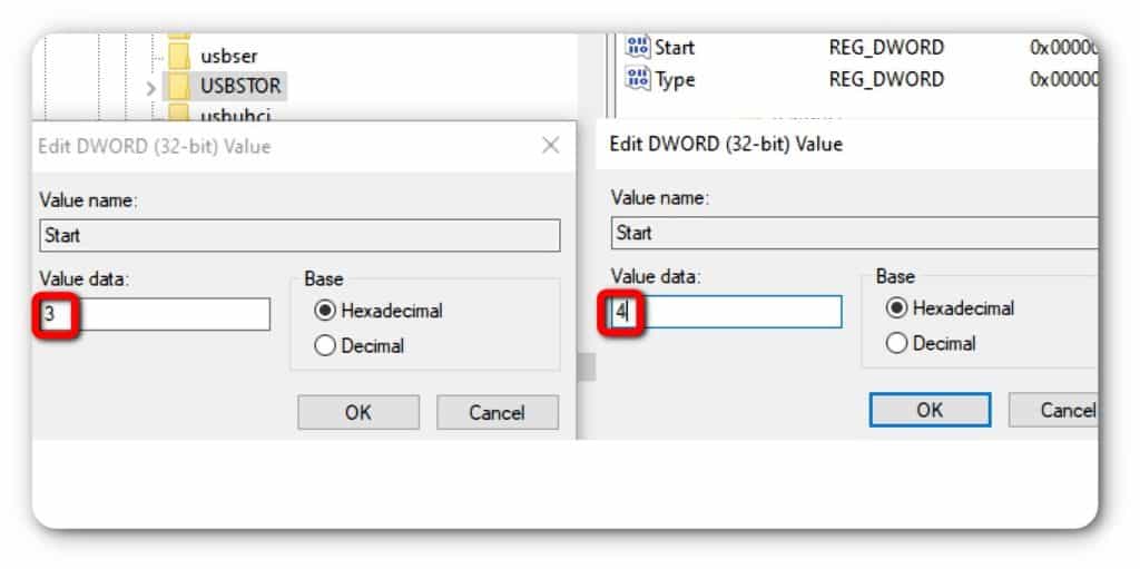 change value from 3 to 4 to disable usb port