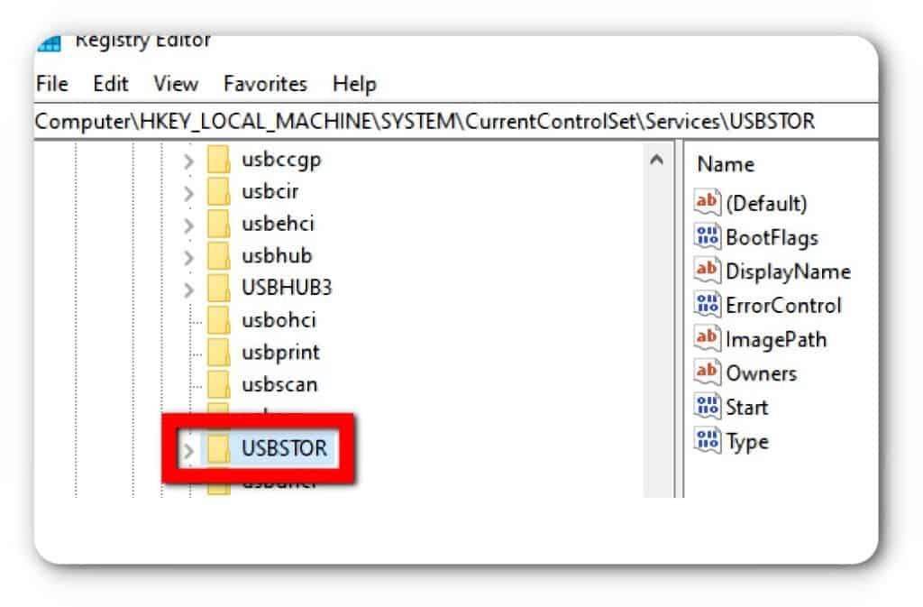 usb block in registry