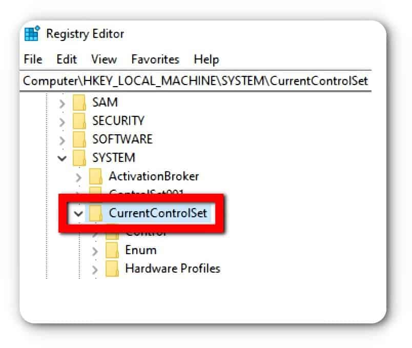 select currentcontrolset