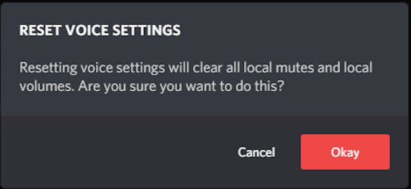 confirm reset voice settings