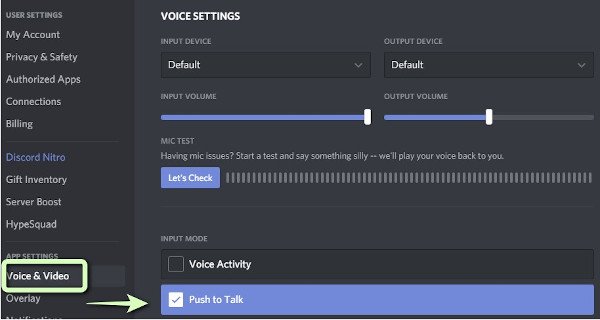 push to talk discord