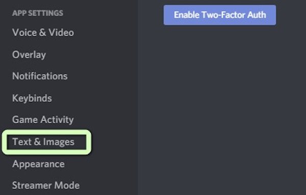 Discord text and images