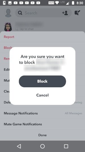 confirm block friend on snapchat