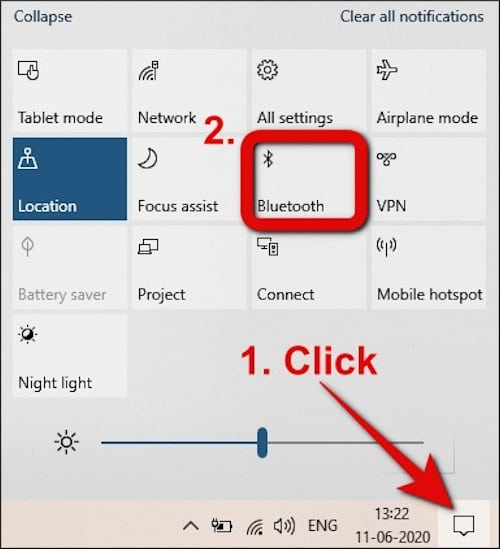 Turning on bluetooth from notification pane