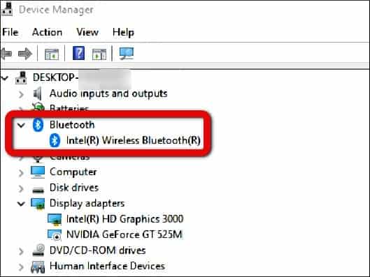 check bluetooth driver type