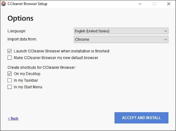 ccleaner browser setup options