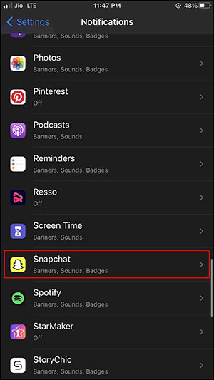 tap on snapchat app