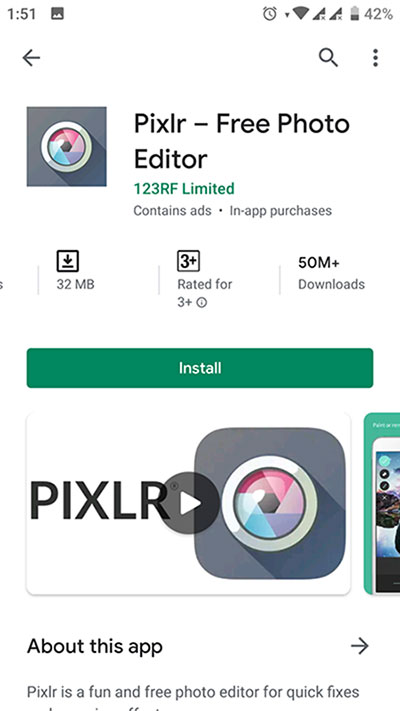 Pixlr photo editor app