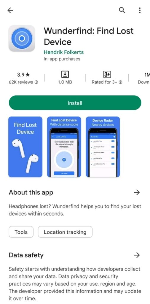 Wunderfind find lost device google play store info